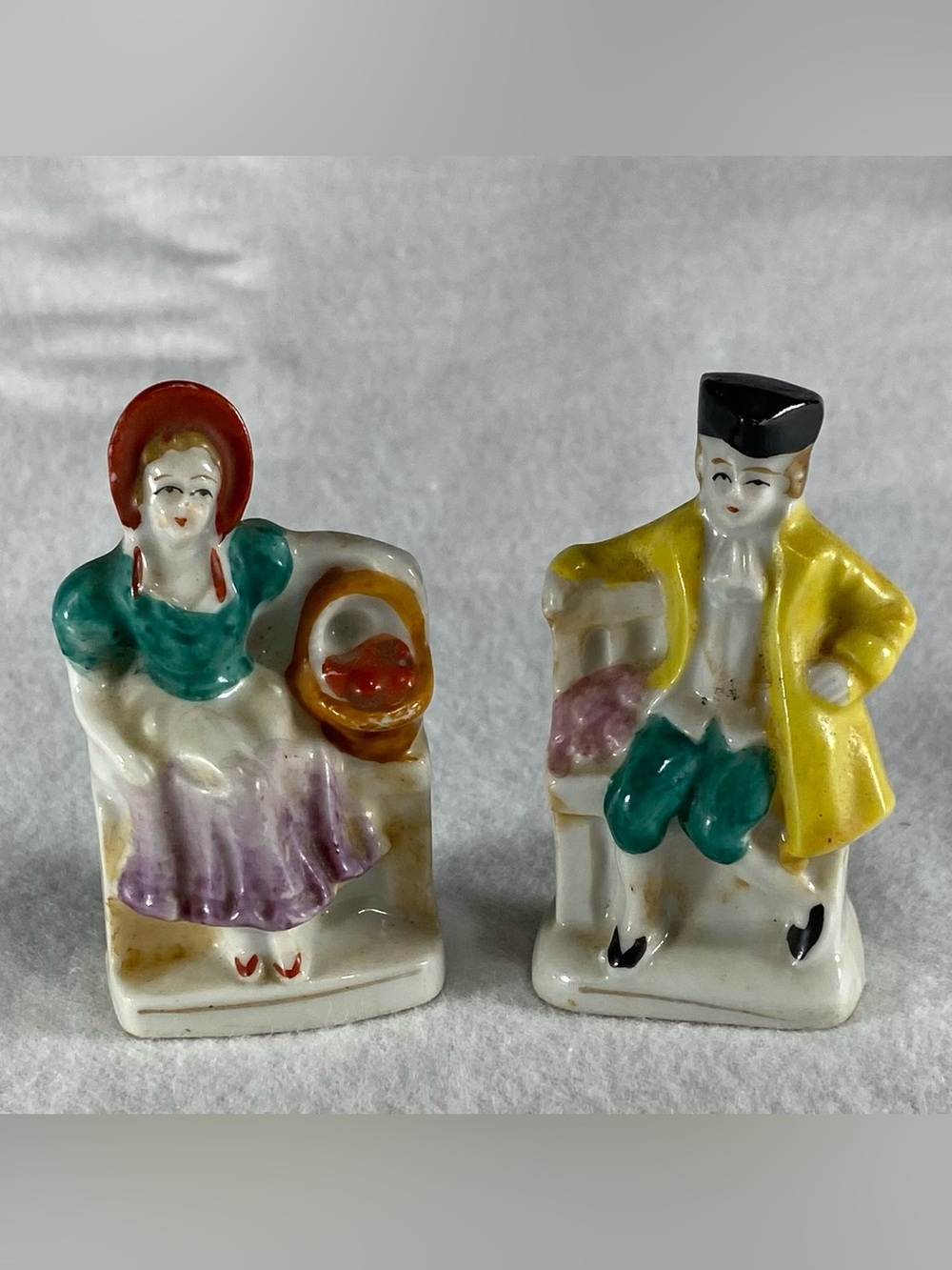 Porcelain Figurines Man & Woman  Mini 3” Made In Occupied Japan Era.  Vintage